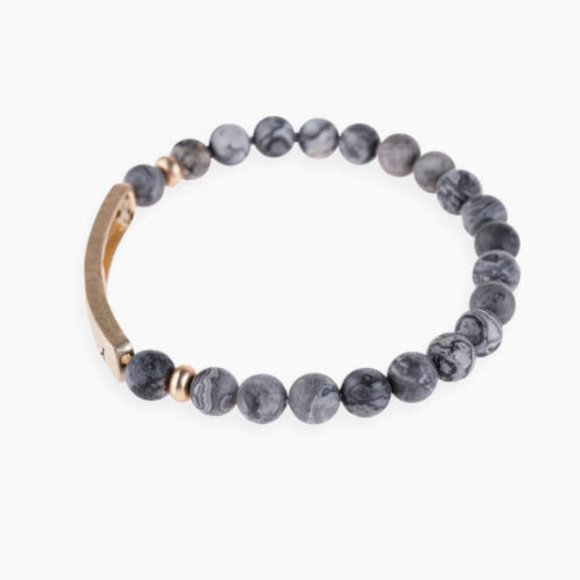 GRAY NATURAL STONE BEADS STRETCH BRACELET - Picture 8 of 8